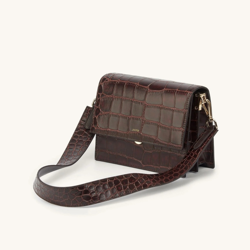 JW PEI Dark Brown Mini Crocodile Crossbody Bag